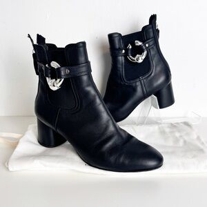 AGL ankle boots black leather with silver hardware size 38